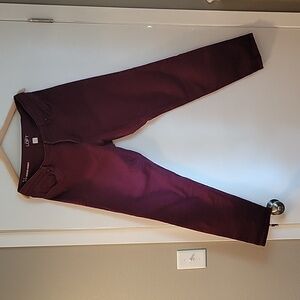 Loft, women's size 14, skinny jeans, dark maroon purple.